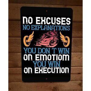 You Win on Execution Motorcycle Racing 8x12 Metal Wall Sign Garage Poster